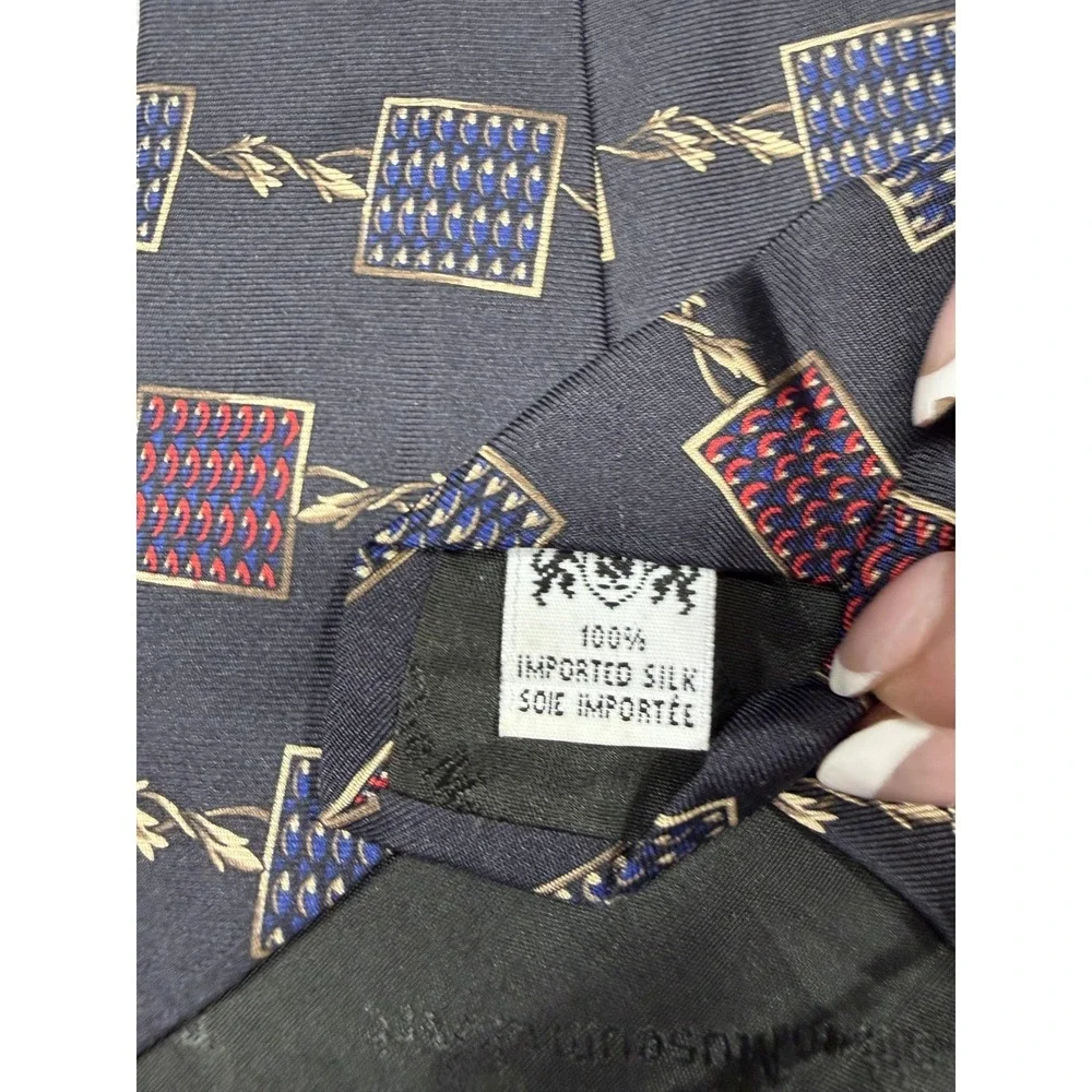 Christian Dior Tie Mens One‎ Size Black 100% Silk Geometric Designer Necktie